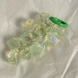 Iridescent Geometric Keychain with Green Accent